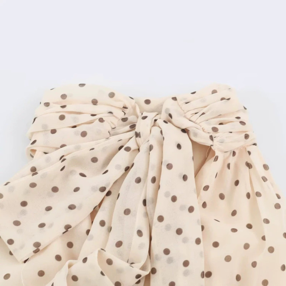 ZARA Sleeveless Polka Dot Belted Midi Dress French Elegance